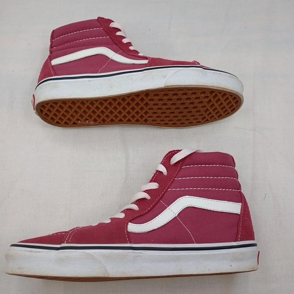 Vans Sk8-Hi Shoes Maroon W8 M6.5‎ Canvas Casual High Top Skater Sneakers 721356